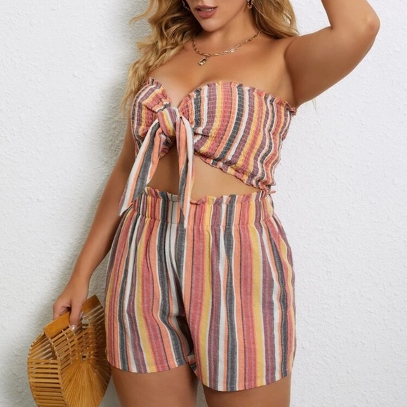 SHEIN Tie front two piece tube set - Picture 3 of 6